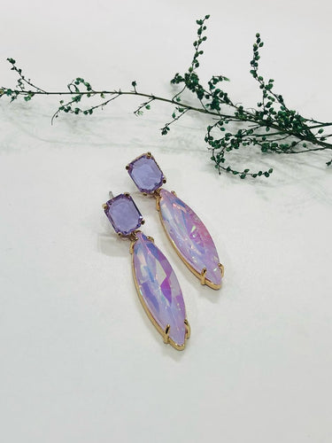 Purple Crystal Drop Earrings